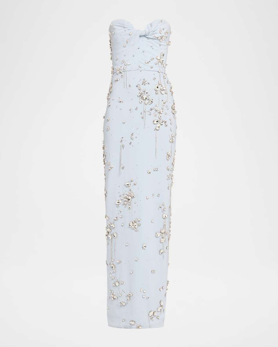 Strapless Jeweled Column Gown